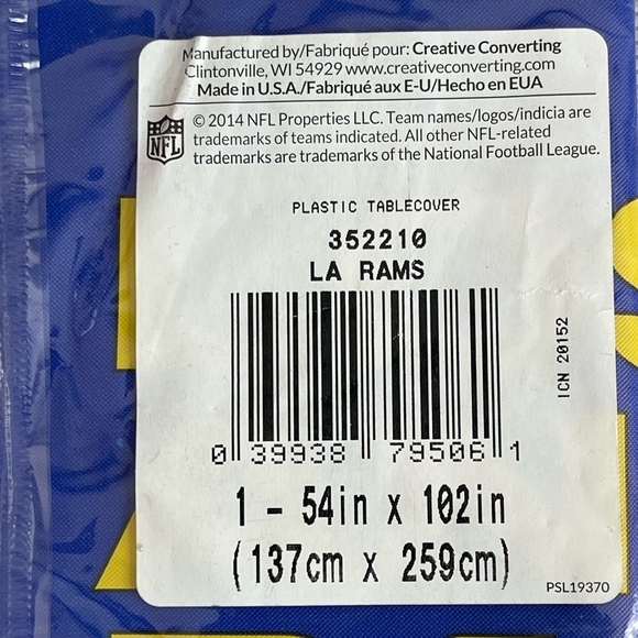 2x NWT Los Angeles Rams Super Bowl LVI Champions Plastic Table Cover Tablecloth - Picture 4 of 4